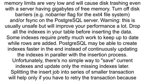 How to get high performance under a large transaction postgresql