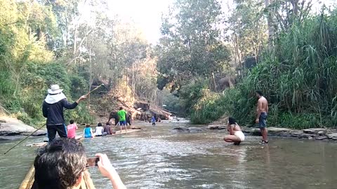 Elephant Flips Raft