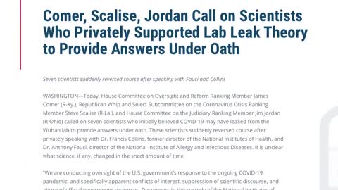 Scientists Who Privately Supported Lab Leak Asked to Testify Under Oath | CLIP | Truth Over News