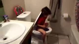 little girl has funny way of pooping