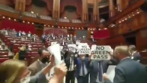 Italian Parliament Devolves into Chaos Over "Green Pass" Rules