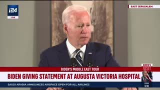 US President Joe Biden speaks at Augusta Victoria Hospital in East Jerusalem