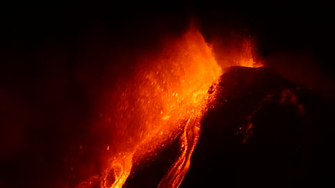 Explosion of Mount Etna Volcano