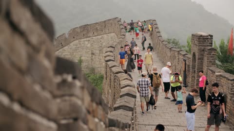 People Walking on China Great Wall