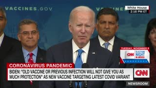 President Biden receives Covid-19 booster shot at press conference