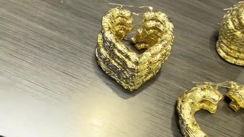 Real Gold Bamboo Heart Ladies Earrings