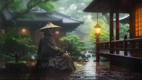 Rainy Day in a Serene Ancient Temple