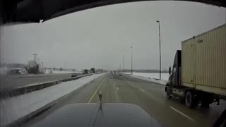 Car Changes Lanes Straight Into Semi Truck