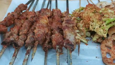 Grilled lamb skewers in China