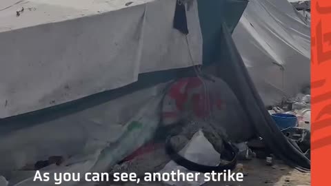 This is the crime scene of a new Israeli strike on tents of displaced Palestinians