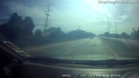 Car Rolls Over After Swerving to Miss Merging Traffic