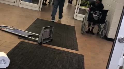 Angry Customer Destroys Store Entryway
