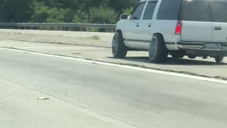 Wheel Rolls Along Freeway After Falling Off SUV