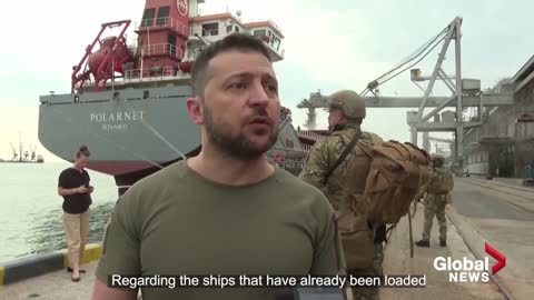 Ukraine’s Zelenskyy visits Black Sea ports as first grain shipments set to sail