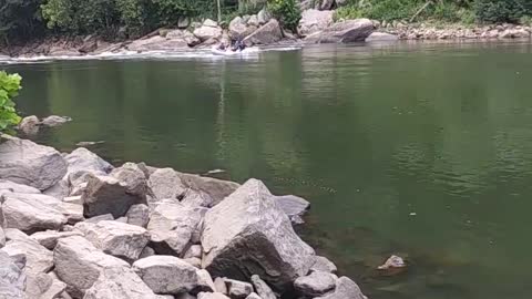 White Water Rafters trapped in a swill. no injuries, @ Under New River Gorge Bridge of West Virginia