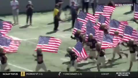 Every Army Player Carrying a U.S. Flag Onto The Field