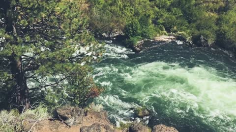 Aerial shoot of flowing river