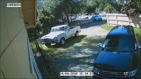 Home Security Cameras Catch Car Accident in Front of the House!