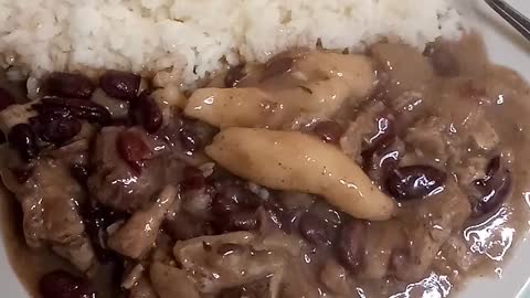 Stew peas and rice Jamaican style