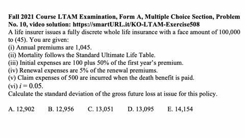 Exam LTAM exercise for December 19, 2021