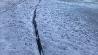 Cracked Frozen Lake - Would Your Risk It?