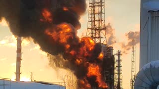 Oil Refinery on fire in Russia 2022