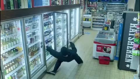 Crazy Drunken Guy In A Shop