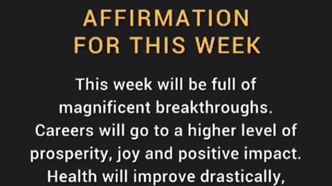 AFFIRMATION FOR THIS WEEK