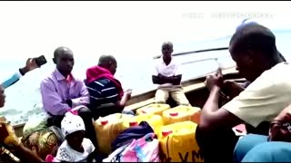 Orphans flee Congo volcano by boat