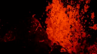 Hot Lava Erupts from Volcano