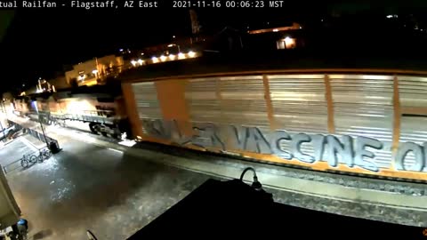 986 - Flagstaff Arizona Freight Train Graffiti Vaccine Message