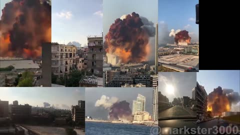 Beirut Explosion - 9 Different Simultaneous Angles