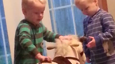 Twin Boys Get A Rocking Horse