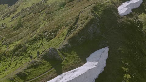 High Angle Footage Of A Mountain Peak With Snow Residue