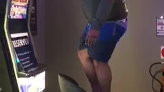 Man back flips off chair fail