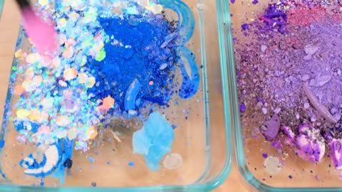 Mixing Makeup Eyeshadow Into Slime! Purple vs Blue Special Series Part 40 Satisf