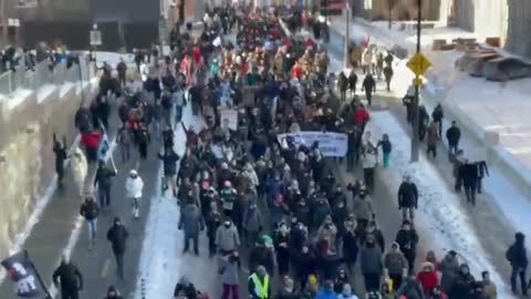 Massive protest in Montreal, Quebec, Canada against vaccine passports and restrictions.