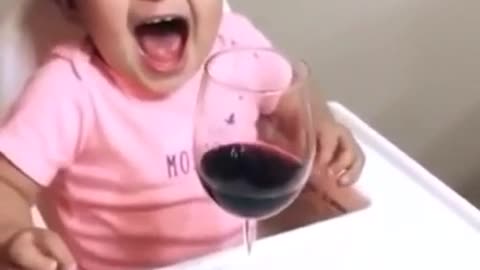 You wont believe this baby does not like milk or food but wants red WINE