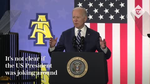 Moment Joe Biden shakes hands with thin air after speech