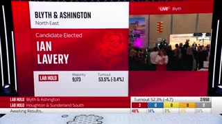 Labour win second seat declared Blyth & Ashington _ Vote 2024