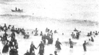 Panorama Atlantic City Bathing Scene (1901 Original Black & White Film)