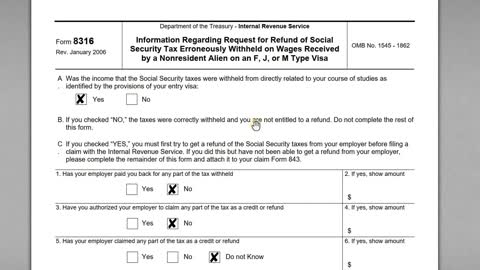 IRS Form 8316 - Attachment to IRS Form 843 FICA Refund Request