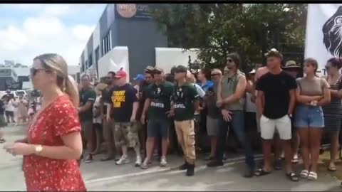 Resistance_ Customers form a wall to defend a coffee shop that refuses to enforce vaxx pass