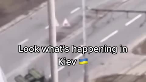 Shocking footage of Russian military truck crashing a civilian car.