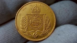 20 Mil Reis Ouro 1853 Linda Sob 17.93 Gramas .