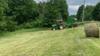Baling Hay with the John Deere 5055 and 459.