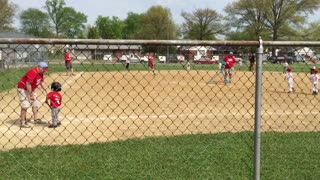 Coach Carries Tee-Ball Player Who Won't Run To First Base
