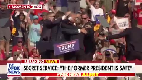 Moment Trump got shot (allegedly) at a rally