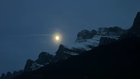 Full moon over The Three Sisters- Canmore, Canada