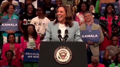 Kamala reading from a teleprompter claims Trump pulled out of debating her